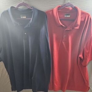 PGA Tour Polo Airflux Pair Of Men’s Golf Shirts 4XLT Red & Blue